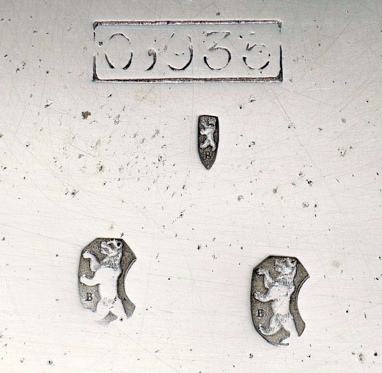 Silver 0·935 Watch Case, Three Bears with office mark ‘B’ for Bienne