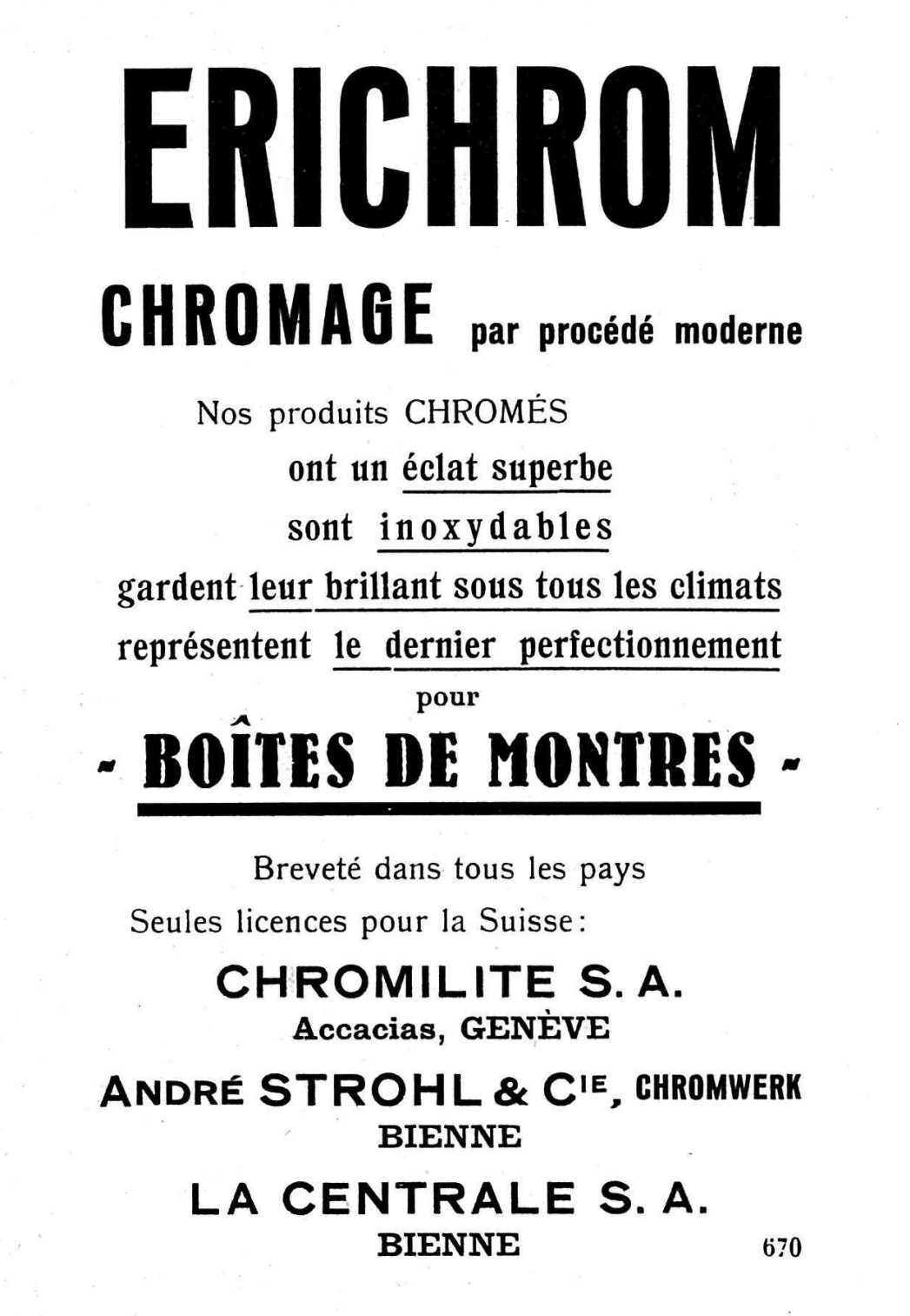 Erichrom advert chrome plating process, 1928