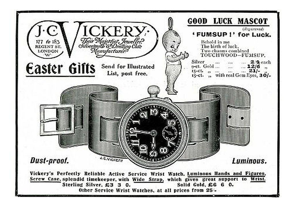 J C Vickery Advert for Trench Watches from 1916