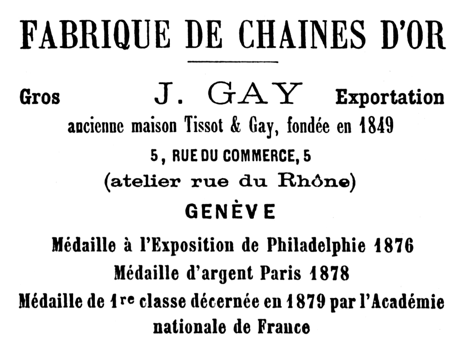 Jean Gay advert, 1879