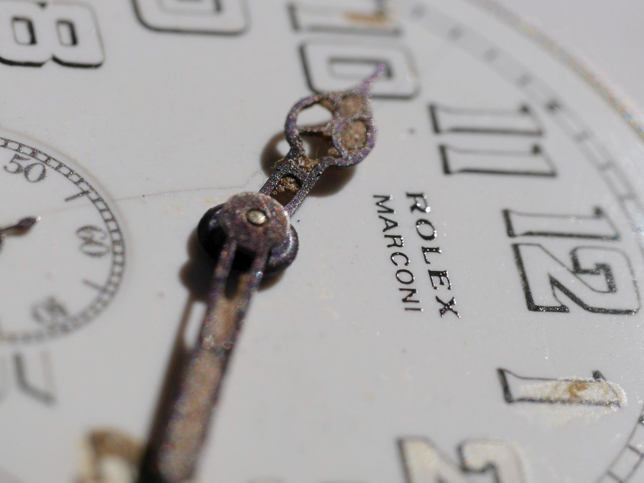 Fake “Rolex Marconi” logo painted onto dial