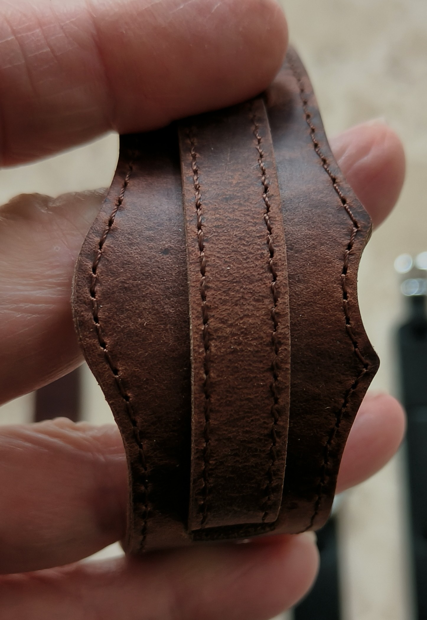 Brown oiled waxy pull-up leather