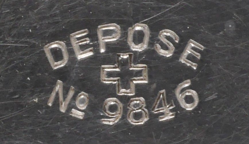 Déposé No. 9846 stamp in wristwatch case back
