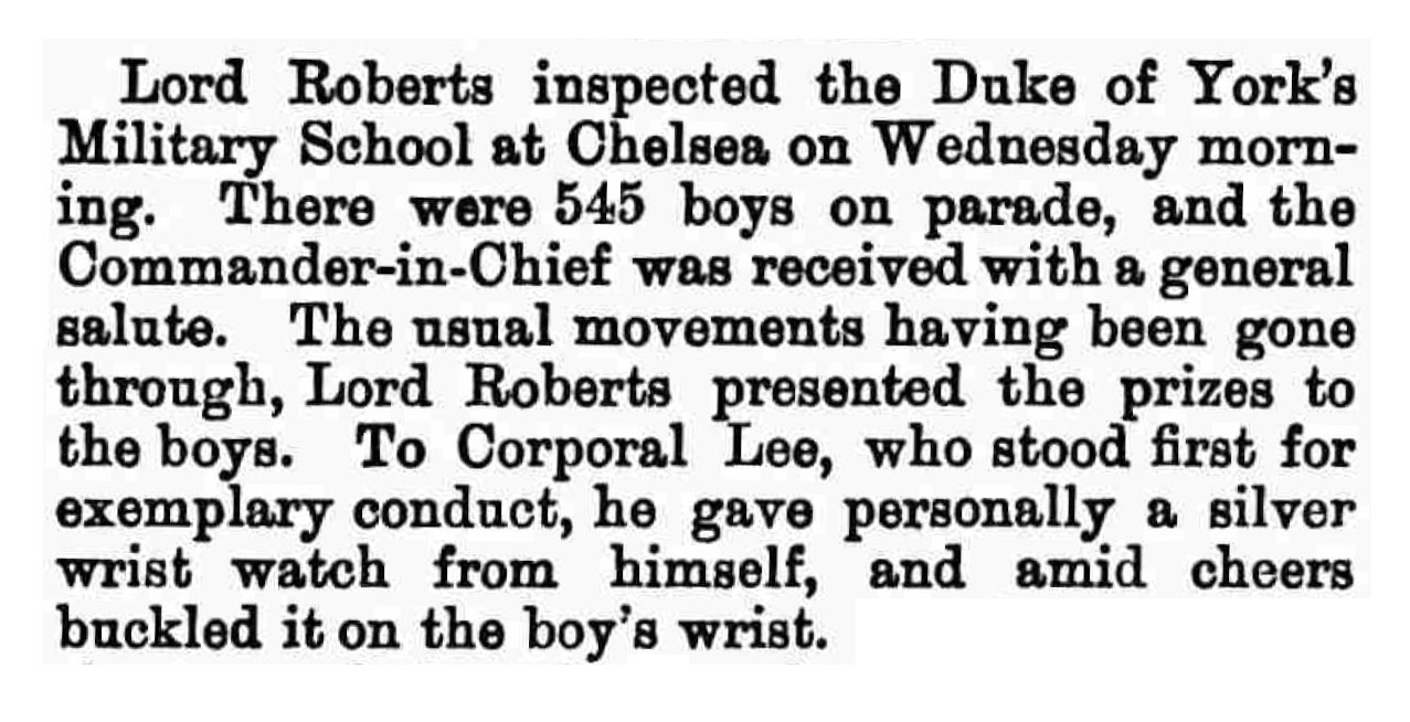 Lord Roberts visits the Military School at Chelsea in 1901